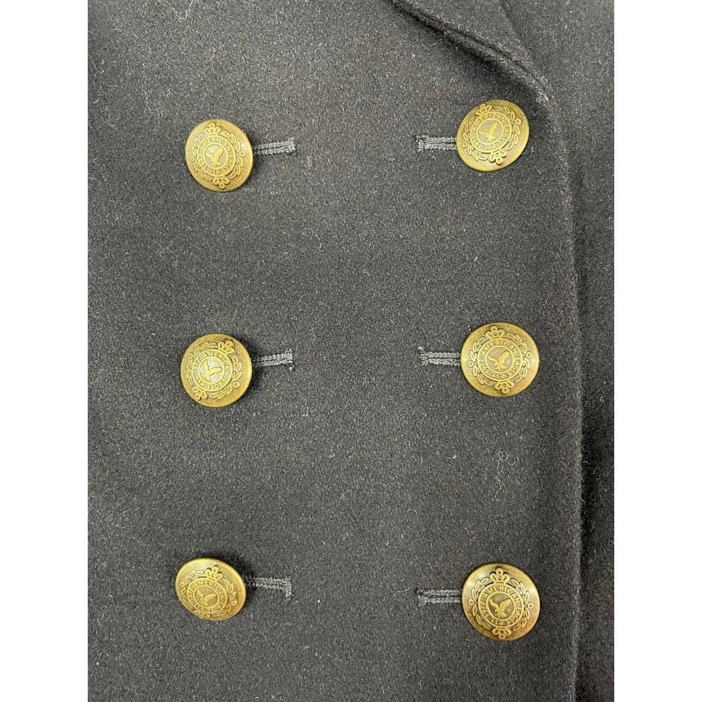 American Eagle Blazer Jacket Womens Small Wool Black Peacoat Pink Quilt Lined - Picture 4 of 12